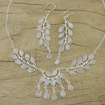 Rainbow moonstone jewelry set, 'Falling Leaves' - Rainbow Moonstone and Sterling Silver Jewelry Set