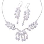 Rainbow moonstone jewelry set, 'Falling Leaves' - Rainbow Moonstone and Sterling Silver Jewelry Set