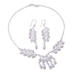 Rainbow moonstone jewelry set, 'Falling Leaves' - Rainbow Moonstone and Sterling Silver Jewelry Set
