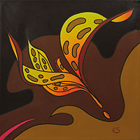 'Charms and Mysteries III' - Bright Stylized Butterfly Painting from Brazil