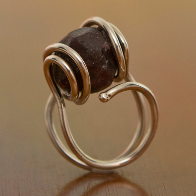 Garnet cocktail ring, 'Grounds for Love' - Garnet cocktail ring