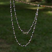 Perlenkette, 'Silver Radiance' - Handgefertigte Perlenkette