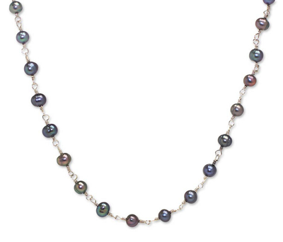 Pearl necklace, 'Silver Radiance' - Handmade Pearl Necklace