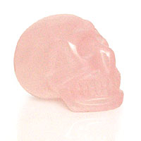 Estatuilla de cuarzo rosa, 'Cráneo rosa' - Escultura de cuarzo de calavera hecha a mano