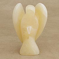 Yellow calcite statuette, 'Angel of Intellect' - Brazilian Gemstone Sculpture