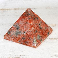 Calcite pyramid, 'Tangerine Dream' - Hand Carved Orange Calcite Pyramid