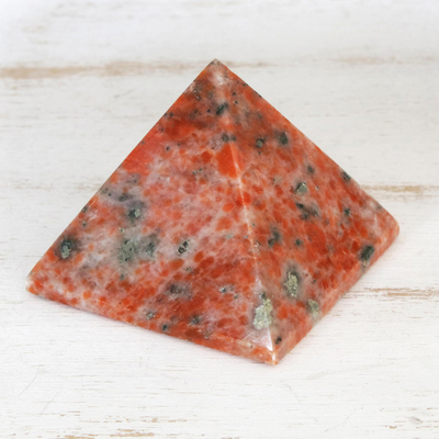 Calcite pyramid, 'Tangerine Dream' - Hand Carved Orange Calcite Pyramid