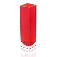 Handblown art glass vase, 'Radiance in Red' - Murano Inspired Hand Blown Glass Vase from Brazil