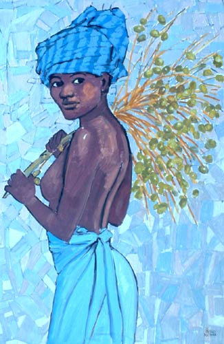 'Afro-Beauty I' - Expressionist Oil Painting from Brazil