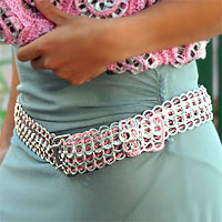 Featured review for Soda pop-top belt, Pink Chain Mail