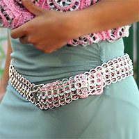 Soda pop-top belt, 'Pink Chain Mail'