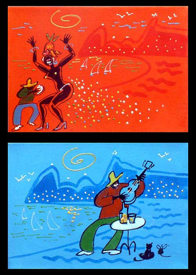 'Samba of My Land III' (diptych) - Expressionist Samba Dance and Music Acrylic on Canvas
