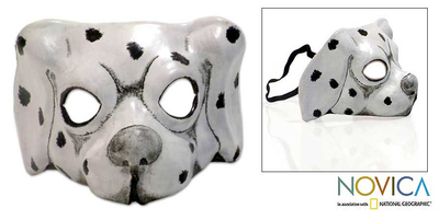 Leather mask, 'Dalmatian Charisma' - Hand Made Leather Dog Mask