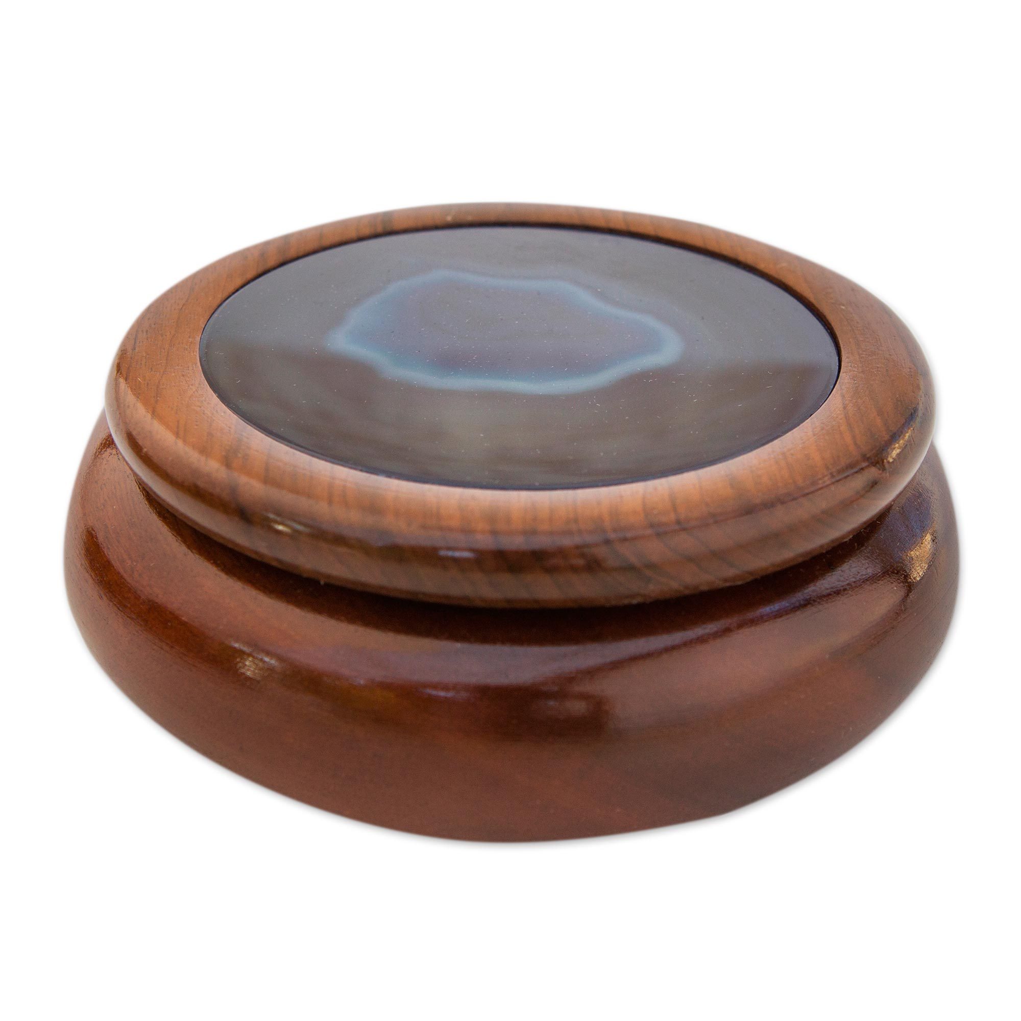 Calm Agate Decorative Jewelry Box in Cedar Ocean Amazon NOVICA