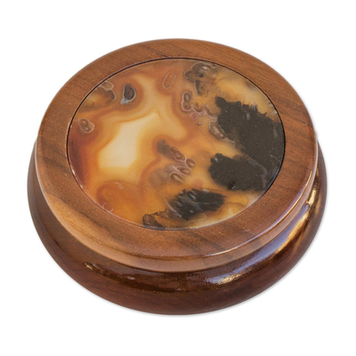 Brown Agate and Wood Trinket Jewelry Box
