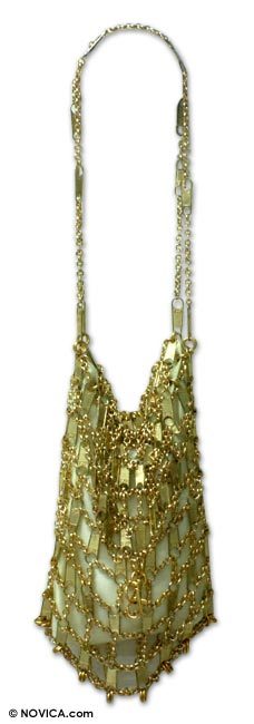Zipper shoulder bag, 'Conscience' - Zipper shoulder bag