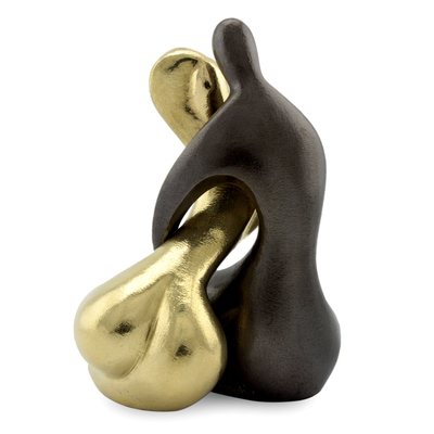 Esculturas de bronce, 'Pareja' (par) - Escultura de bronce abstracta brasileña (par)