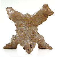 Escultura de terracota, 'Capoeira Headstand' - Escultura de terracota