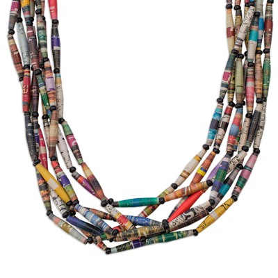 Lange Halskette - Handgefertigte lange Halskette aus Recyclingpapier