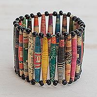 Recycled paper bracelet, 'Novelty'