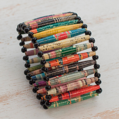 Recycled paper bracelet, 'Novelty' - Handcrafted Recycled Paper Wristband Bracelet