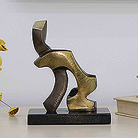 Bronze sculpture, 'Comfort II' - Abstract Bronze Sculpture