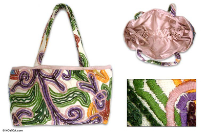 Cotton handbag, 'Exotic Tropic' - Cotton handbag