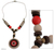Leather and coconut shell long necklace, 'Bull's Eye' - Leather and coconut shell long necklace