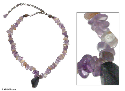 Amethyst- und Citrin-Halskette, 'Lilac World - Amethyst- und Citrin-Halskette