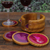 Cedar and agate coasters, 'Deep Rose' (set of 6) - Handcrafted Calming Stone Coasters from Brazil (Set of 6) (image 2c) thumbail