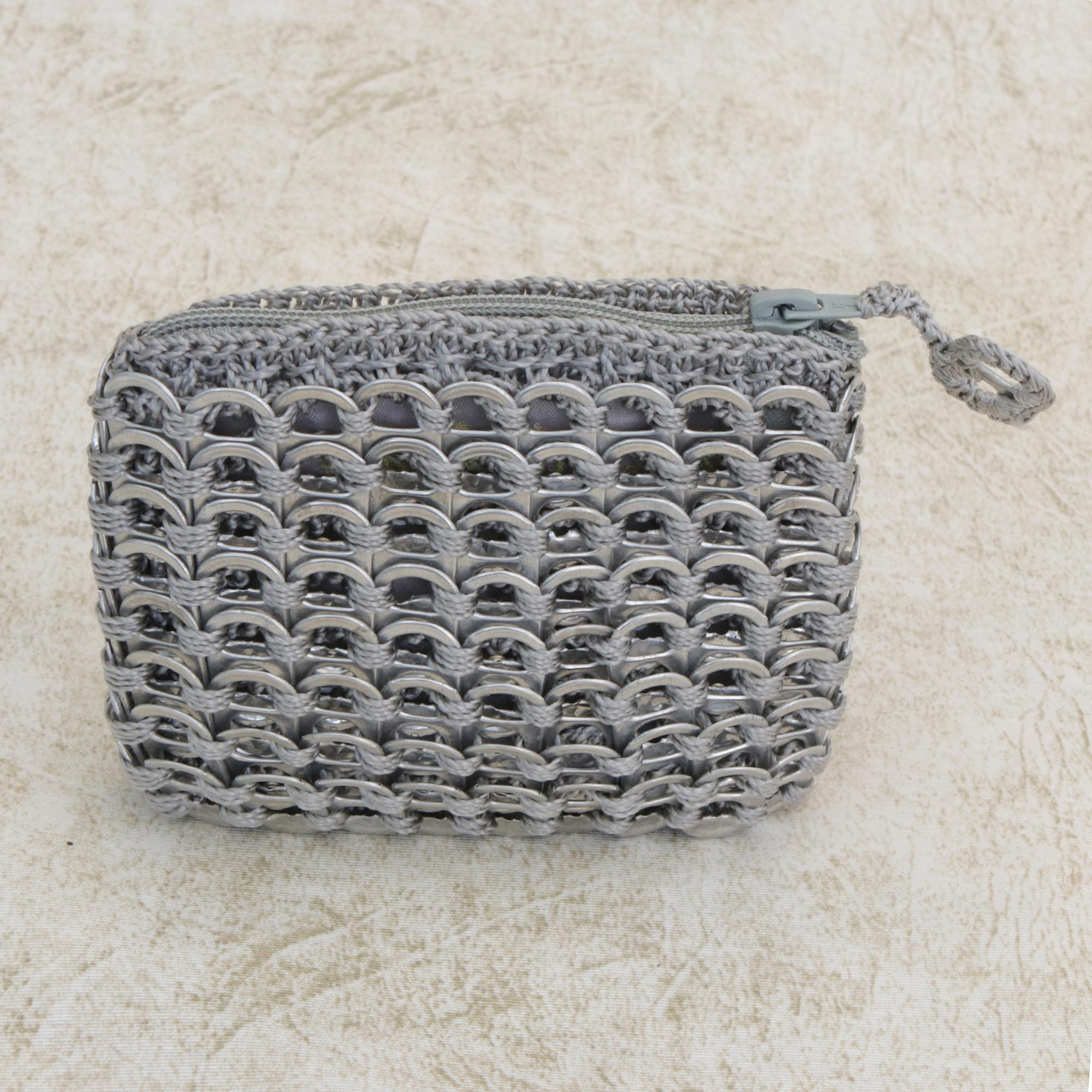 Soda pop-top coin purse - Gray Style | NOVICA