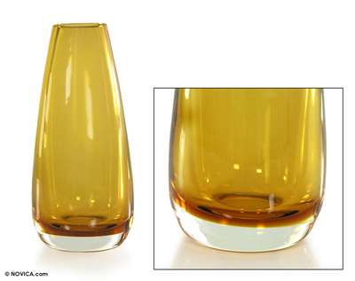 Handblown art glass vase, 'Amber Glow' - Murano Inspired handblown vase