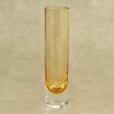 Handblown art glass vase, 'Amber Column' - Murano Inspired handblown vase