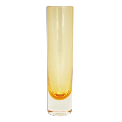 Handblown art glass vase, 'Amber Column' - Murano Inspired handblown vase