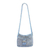 Soda pop-top shoulder bag, 'Silver Blue Success' - Handcrafted Recycled Aluminum Flap Handbag