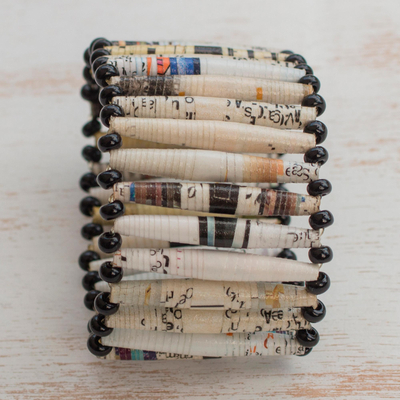 Recycled paper bracelet, 'The News is White' - Recycled Paper Wristband Bracelet