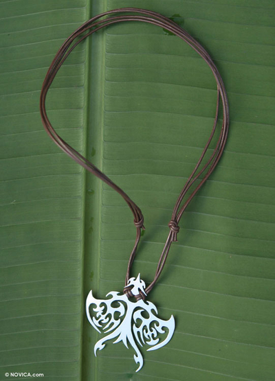 Men's leather necklace, 'Amazon Muse' - Men's leather necklace