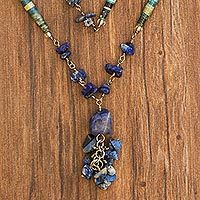 Sodalite long necklace, 'Love Story'