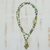 Serpentine long eco-necklace, 'Story of Hope' - Handcrafted Recycled Paper and Serpentine Necklace