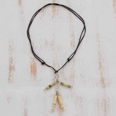 Quartz long necklace, 'Story of Peace' - Quartz long necklace