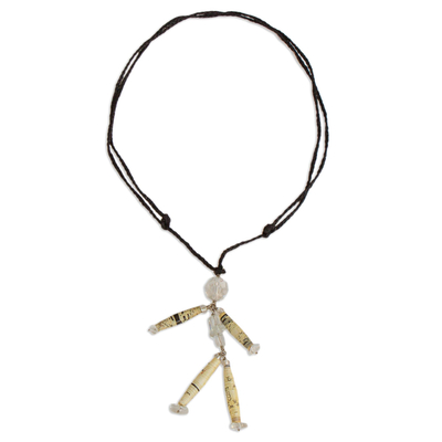 Quartz long necklace, 'Story of Peace' - Quartz long necklace