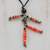 Hematite long necklace, 'Red Puppet' - Hand Made Recycled Paper Pendant Necklace (image 2) thumbail