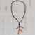 Hematite long necklace, 'Red Puppet' - Hand Made Recycled Paper Pendant Necklace (image 2c) thumbail