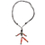 Hematite long necklace, 'Red Puppet' - Hand Made Recycled Paper Pendant Necklace (image 2d) thumbail