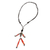 Hematite long necklace, 'Red Puppet' - Hand Made Recycled Paper Pendant Necklace (image 2e) thumbail