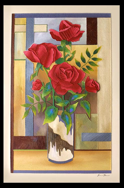'Roses I' - Mixed Media Painting Brazil Fine Art