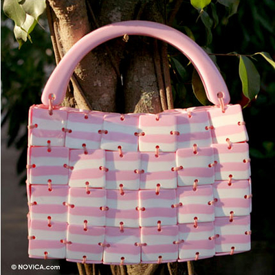 Handbag, 'Pink Candy Stripe' - Handbag