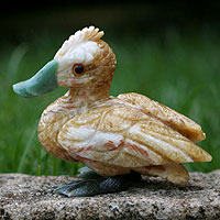 Calcite and quartz statuette, 'Shy Duckling'