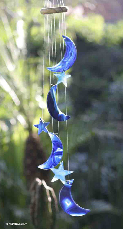 Agate wind chimes, Blue Moon and Stars