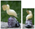 Amethyst and fluorite statuette, 'White Pelican' - Amethyst and fluorite statuette